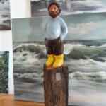 Ausstellung Holzköppe und Meer, Holskulpturen und Ölbilder